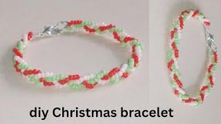 DIY Christmas bracelet/seed bead bracelet/pearl craft