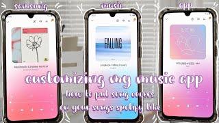 how to put song photo covers on your music app | spotify like | customizing my samsung music app