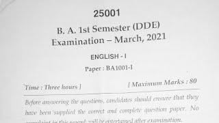 MDU University Questions Paper B.A 1st Semester DDE All Subjects 2021! #mdu University#