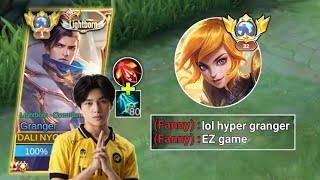 GLOBAL GRANGER CARA LAWAN FANNY || 1 SHOT BUILD & EMBLEM GRANGER (solo rank )!!