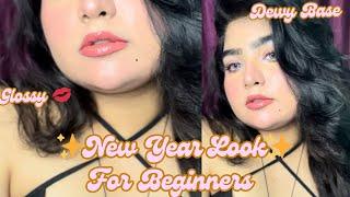 2025 First Video ️ New year party Look || Dewy Base With Juicy Lips For Beginners