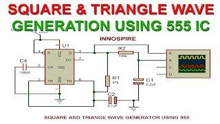 Square and Triangle Wave Generation using 555 IC | Proteus Simulation | Function Generator