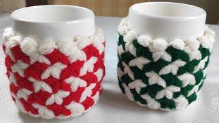 HOW TO CROCHET CUP & TRAVEL MUG COZY,  VERY EASY AND BEGINNER FRIENDLY TUTORIAL, ÖRGÜ KUPA KILIFI