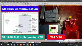 Siemens S7 1200 PLC to Schneider VFD Modbus communication.