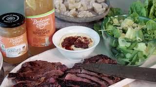 Quick Skirt Steak with Buderim Ginger Sauce,  Marmalade and Refresher Cordial