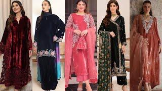 Stylish Velvet Dress Designs 2024-25 || Latest and Beautiful velvet dress design 2024-25