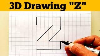 How To Draw 3D Drawing "Z" on Paper Step By Step Easy || 3D Letter Drawing || 3D Art Drawing