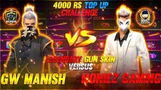 LEGENDARY GUN SKINS COLLECTION VS WITH MONIEZ GAMING || 4000RS TOP-UP CHALLENGE  || FREE FIRE