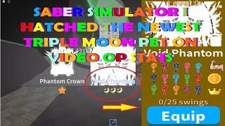 Saber Simulator I Hatched on Video the newest TRIPLE Moon Pet in the Game OP STATS