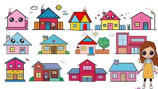 Cute Easy Drawing Video Collection Cute Houses | 100 Minutes Long Video Sunday Special for Kids
