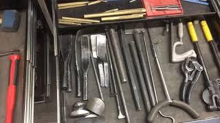 Auto Body Shop Tools, hammers and metal working tools.