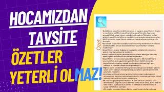 Aöf Hocamızdan Tavsiye. Özetler Yeterli Olmaz!