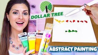 ABSTRACT PAINTING DEMO with $1 Dollar Store Paints + HAUL