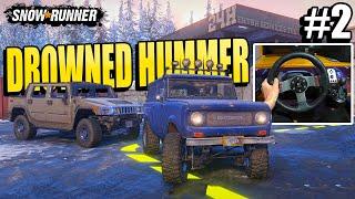 RESCUING DROWNED HUMMER IN ALASKA ! - SnowRunner 2020 Gameplay W/ Logitech G27 + Excelvan Q8 4K #2