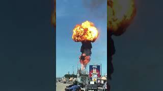 Refinery Gas Flare Releasing Huge Fire Mushroom Cloud