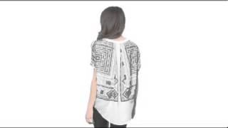 BCBGMAXAZRIA - "Ayanna" S/S Scarf Print Blouse  SKU:#8085247