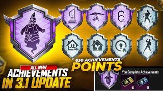 All New 3.1 Update Achievement | Get 630 Achievement Points | How To Complete New Achievement Pubgm