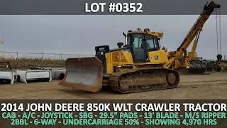 Lot #0352: 2014 John Deere 850K WLT Crawler Tractor | Fort Sask Auction Day 1 Closes Nov 3, 2020