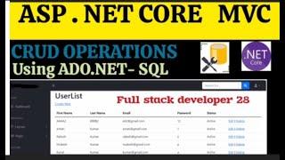 CRUD Operations Using ASP.NET Core  MVC without Entity Framework | SQL Server  | ADO.NET