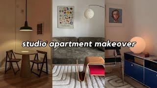 decorating our client's 570 sq ft studio apartment: modern, minimal, secondhand finds