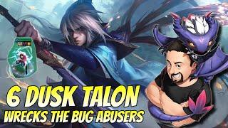 6 Dusk Talon Chosen Destroys the Bug Abusers! | TFT Fates | Teamfight Tactics