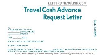 Travel Cash Advance Request Letter - Sample Letter for Advance Travel Cash