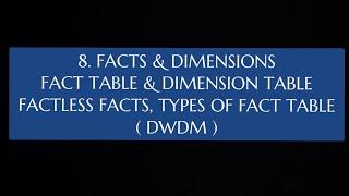 #8 Facts & Dimensions, Fact Table & Dimension Table, Factless Facts, Types of Fact Tables |DWDM|