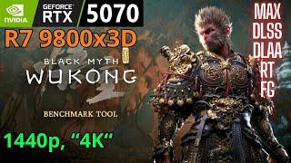 Black Myth Wukong RTX 5070, Ryzen 7 9800x3D, 1440p, 4K Benchmark