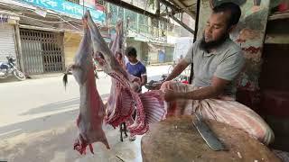 100% Original Goat Meat Cutting And Selling Shop In Old Dhaka | Mutton Cutting Skills |