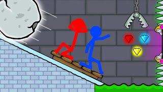 Watergirl and Fireboy Stickman animation -( ice light run 2)  Diamond Parkour 2.