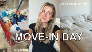 MOVING VLOG 1: apartment move-in day, cloud couch dupe ️  + living alone