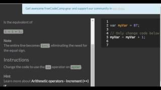 Increment a Number with Javascript, freeCodeCamp Basic Javascript