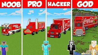 COCA COLA TRUCK HOUSE BUILD CHALLENGE - Minecraft Battle: NOOB vs PRO vs HACKER vs GOD / Animation