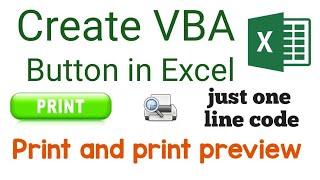 Create VBA button for print and print preview in excel/print excel sheet through VBA button/learn it