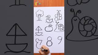 How to draw animal drawing Number 1 to 9   #shorts #animal #drawing