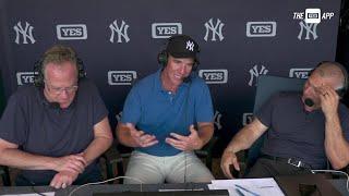 Eli Manning in the booth with Michael Kay & Joe Girardi