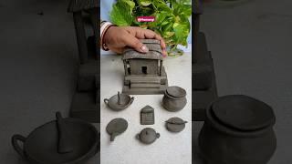 Village style Clay House & Cooking Pots Making #shorts