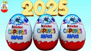 New Year's Kinder Surprises MAXI 2025! Toys White Bears, Kinder Surprise unboxing