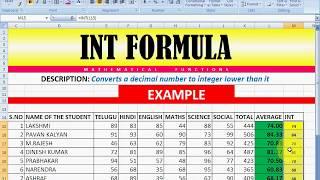 INT formula in Excel with example