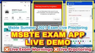 MSBTE Exam App Live Demo | Msbte Summer 2021 | Live Proctoring & Warnings |