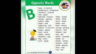 #opposite words from letter B #youtube shorts #short video @timetolearn1202