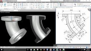 AutoCAD 3D Exercises Tutorials / Basics & Advance/ Pipe Bend 45° / Mechanical Part Model -1