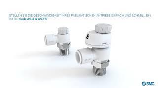 SMC Produktanimation: AS-A & AS-FS - Drosselrückschlagventil mit verriegelbarem Drehknopf