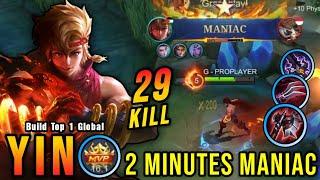 2 Menit MANIAC!! OP LifeSteal Yin Gila 29 Pembunuhan!! - Bangun Top 1 Global Yin ~ MLBB