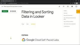 Filtering and Sorting Data in Looker | GSP855 | Solution