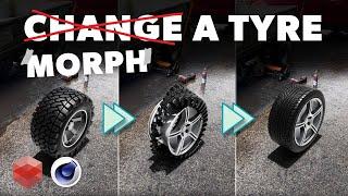 c4d tutorial - Add 3D Morphing Tyre to Video [Redshift & After Effects] [Real Video 3D Compositing]