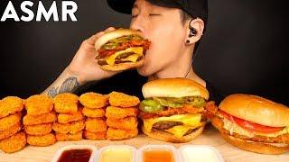 ASMR SPICY CHICKEN NUGGETS & DOUBLE CHEESEBURGER MUKBANG (No Talking) EATING SOUNDS