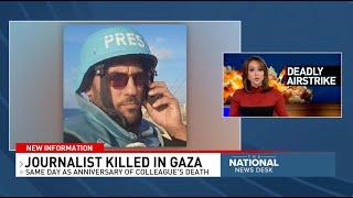 Journalist killed in Gaza airstrike; same day as anniversary of colleague's death