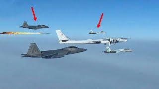 US F-22 Intercepts Russian TU-95 Bomber Escorted by Two SU-35