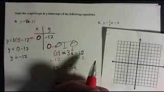 Graphing   Q 8   Find the intercepts